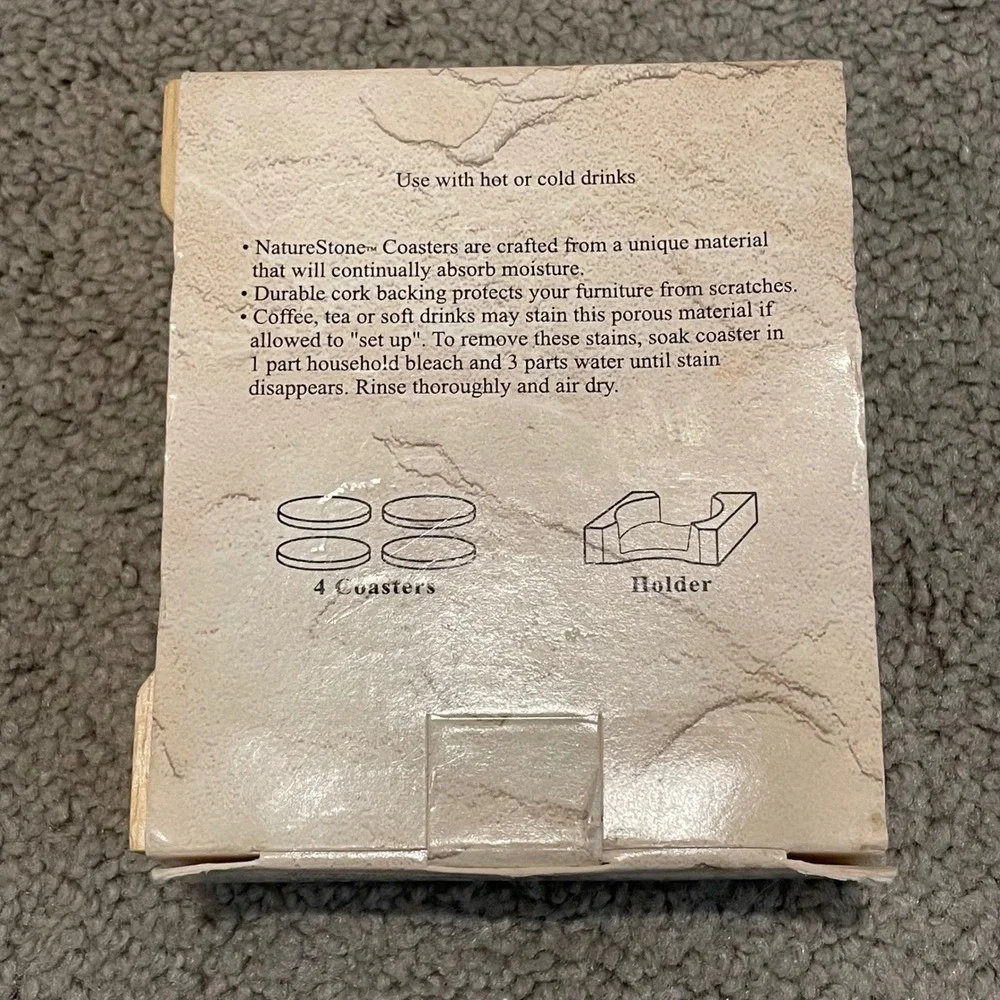 NatureStone‎ Absorbent Coaster & Wood Holder Set Pinot Grigio Varietals